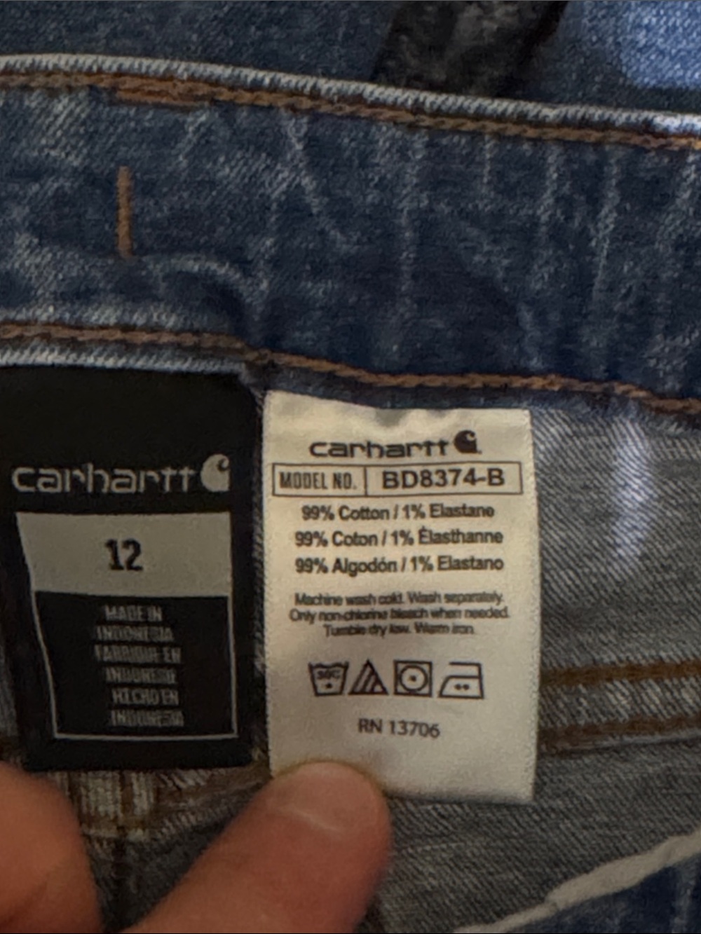 CARHARTT MODEL BD8374-B BOYS DENIM JEANS SIZE 12 - Picture 4 of 7